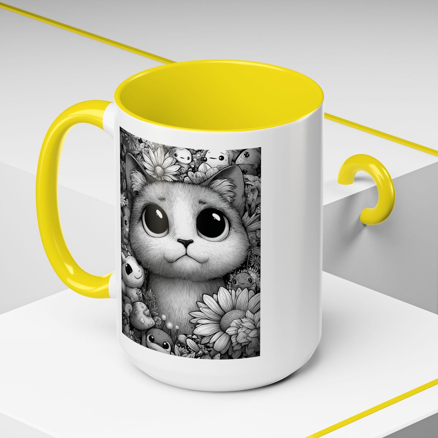 Cute Cat in Fantasy Garden - Coffee Mug (11 or 15oz)