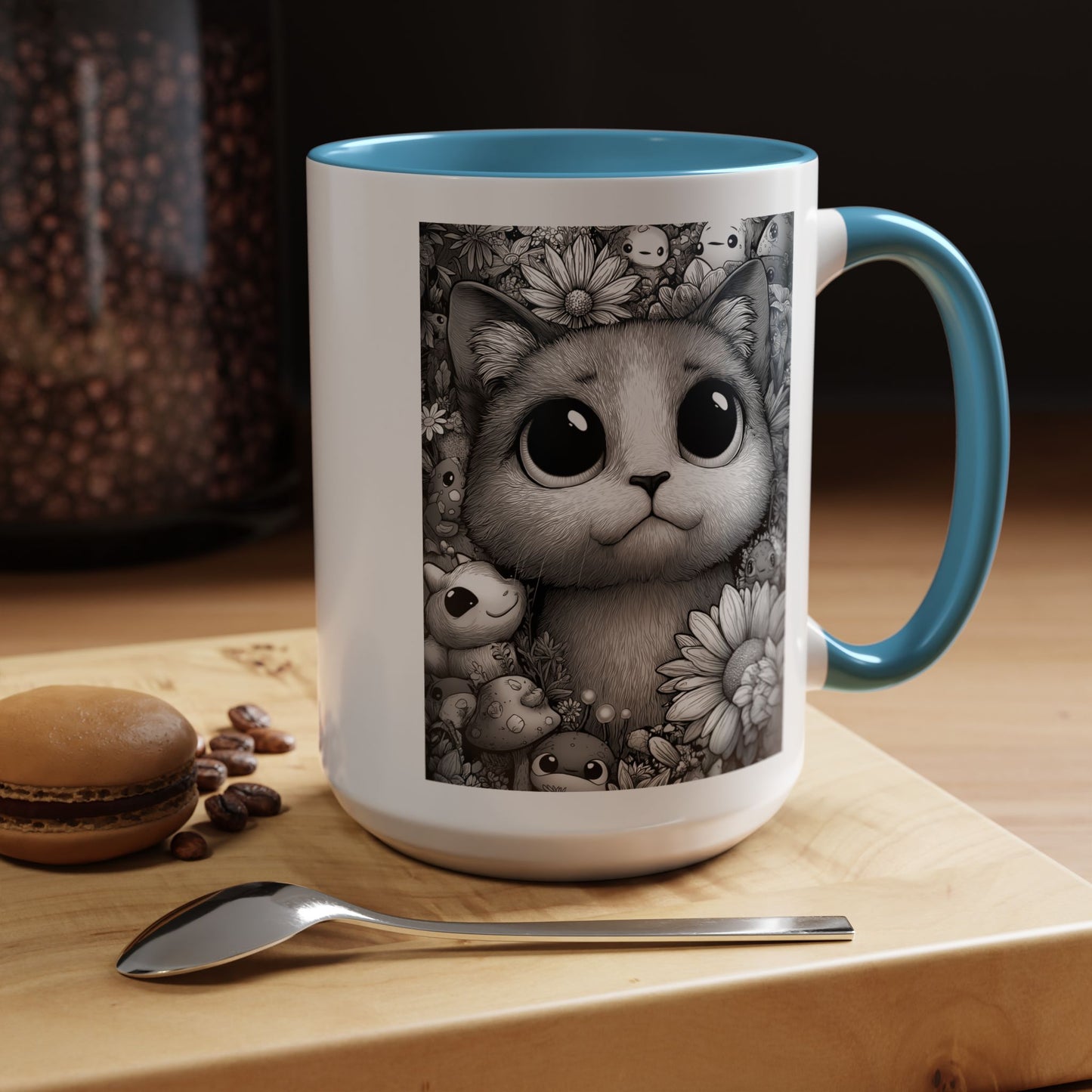 Cute Cat in Fantasy Garden - Coffee Mug (11 or 15oz)