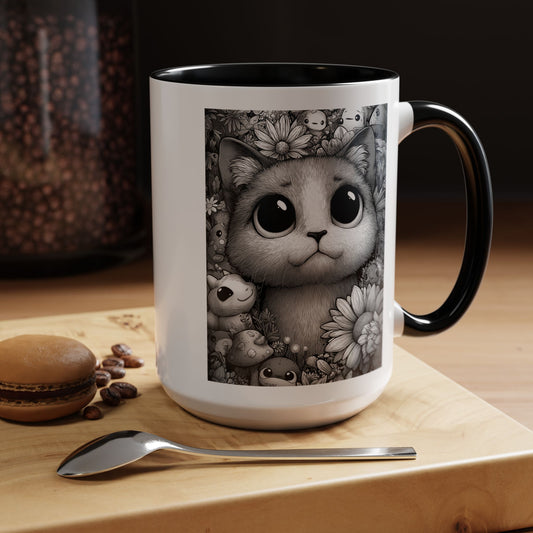 Cute Cat in Fantasy Garden - Coffee Mug (11 or 15oz)